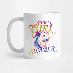 feral girl summer funny possum tie dye Mug